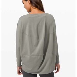 Lululemon Back In Action Long Sleeve Top Grey Sage Size 6 Oversized Fit